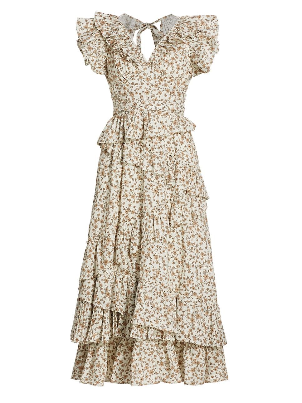 Gianna Ruffle Midi-Dress | Saks Fifth Avenue