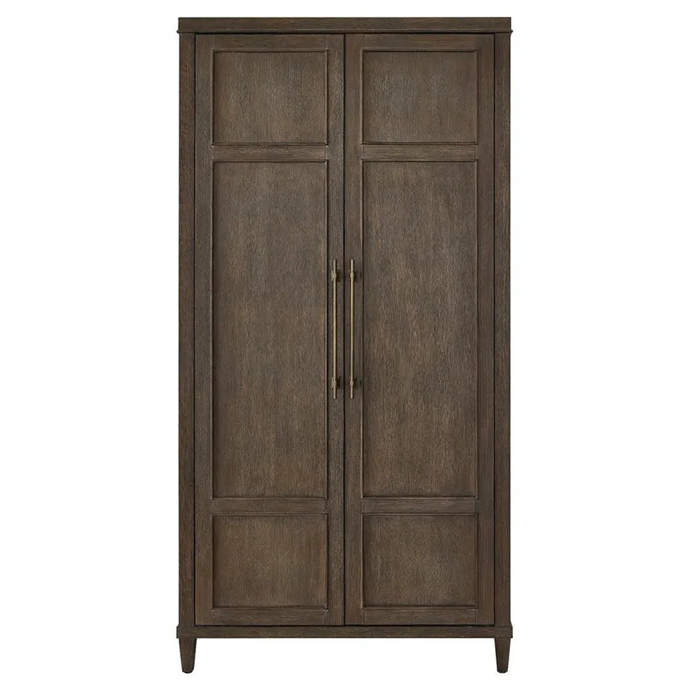 Shara Updated Traditional Brown Oak Armoire | Kathy Kuo Home