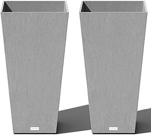 Veradek V-Resin Indoor/Outdoor Taper Planter, 2-Pack (30 inch, Grey) | Amazon (US)