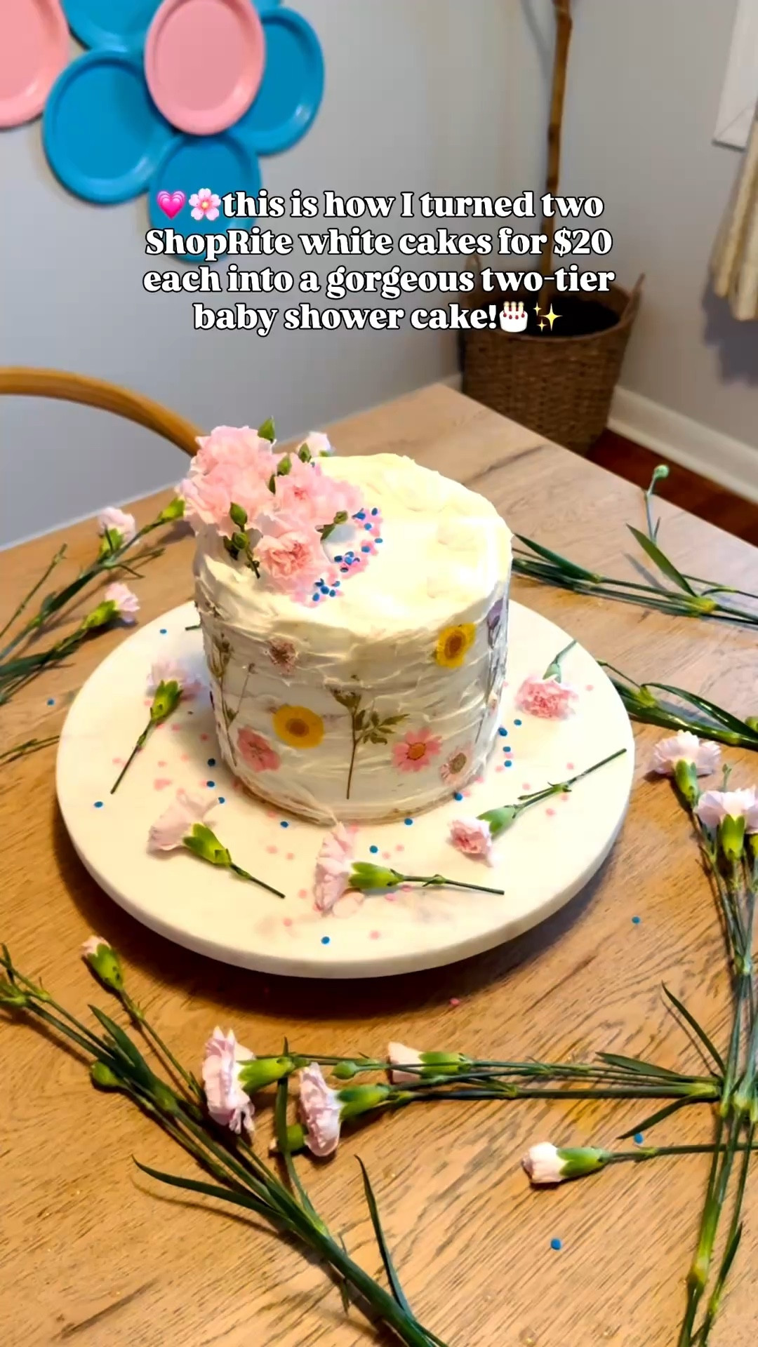 Quick tutorial to create two tier cakes using single white cakes! #cake #cakedecor #babyshower #hosting

#LTKHome