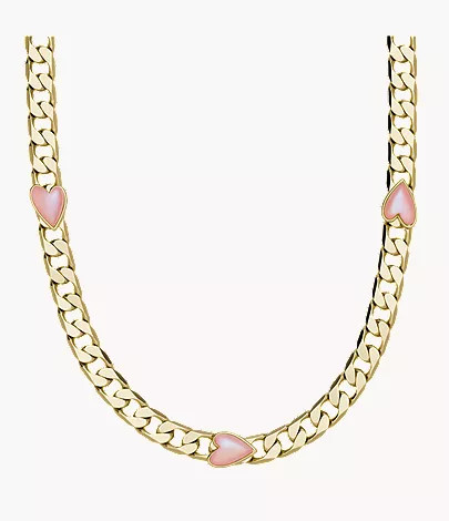 Drew Galentines Gold-Tone Brass Heart Chain Necklace | Fossil (US)