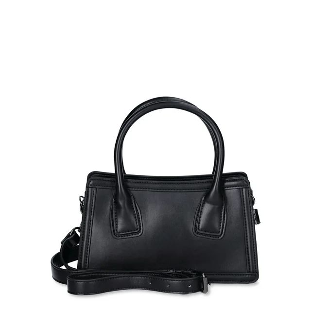 No Boundaries Women's Top Handle Handbag with Two Shoulder Straps, Black | Walmart (US)