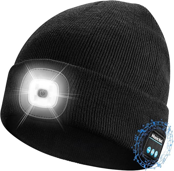 Etsfmoa Unisex Bluetooth Beanie Light Wireless Headphones Gifts for Men Dad | Amazon (US)