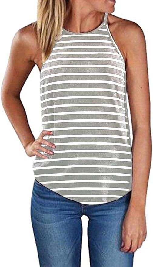 Sherosa Women's Casual Halter Top Spaghetti Strap Floral Print Tank Tops Camis Shirt | Amazon (US)