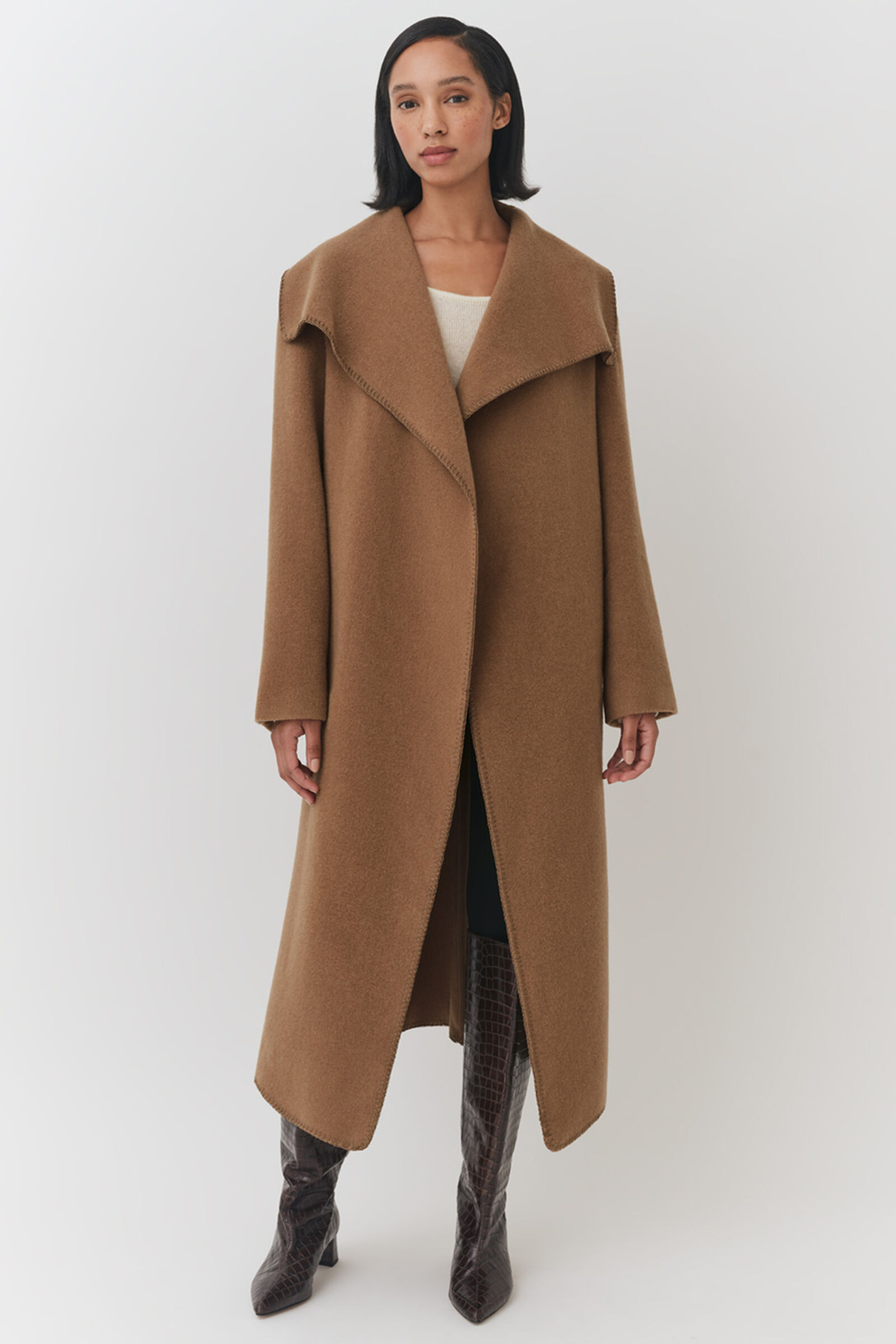 Wool Draped Collar Coat | Cuyana