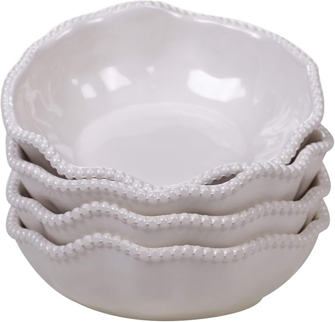 Certified International Cream Perlette Melamine All Purpose Bowls 7.5" x 2", Set of 4 | Amazon (US)