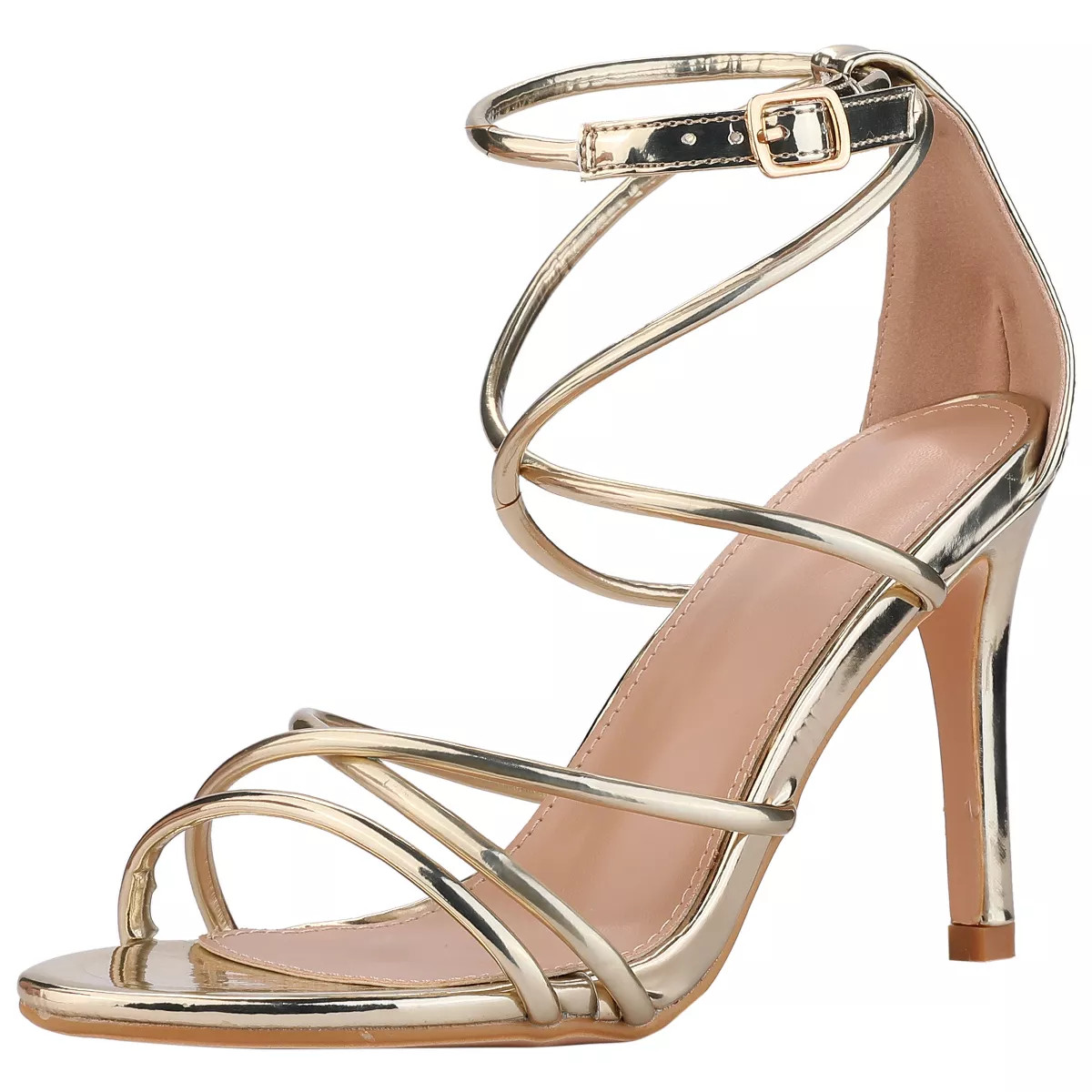 Perphy Women's Open Toe Strappy Criss Cross Straps Stiletto Heel Buckle Sandals | Target