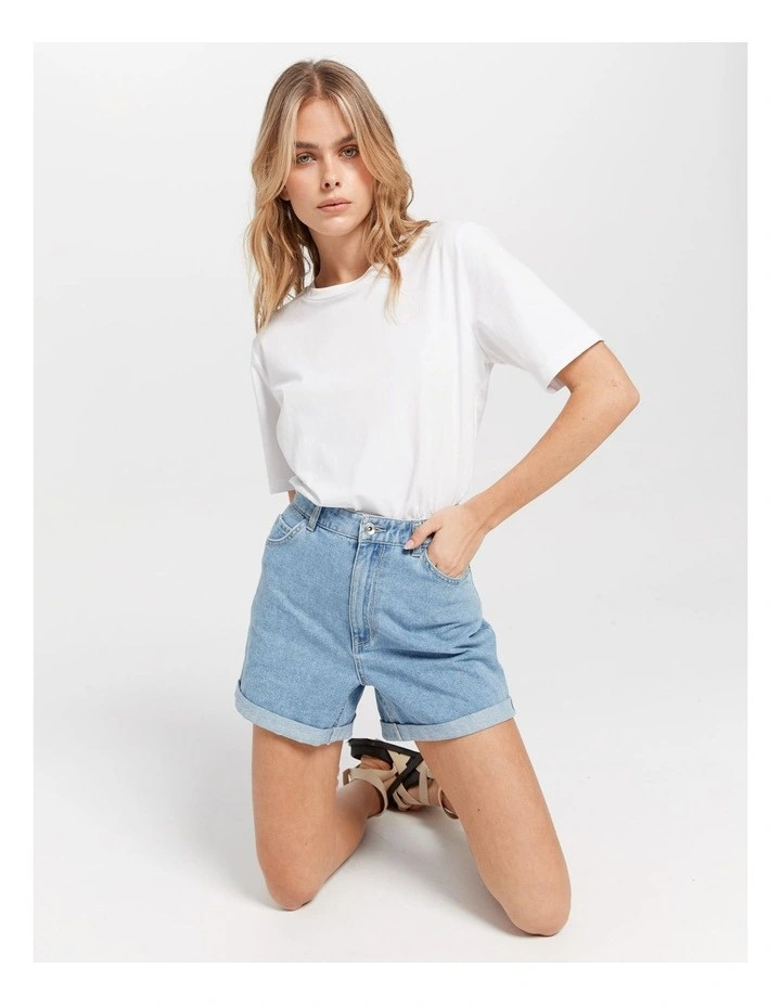 Vega Life Mom Shorts in Light Blue Denim | Myer