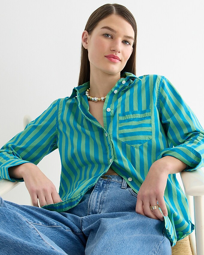 Classic-fit cotton poplin shirt in stripe | J. Crew US