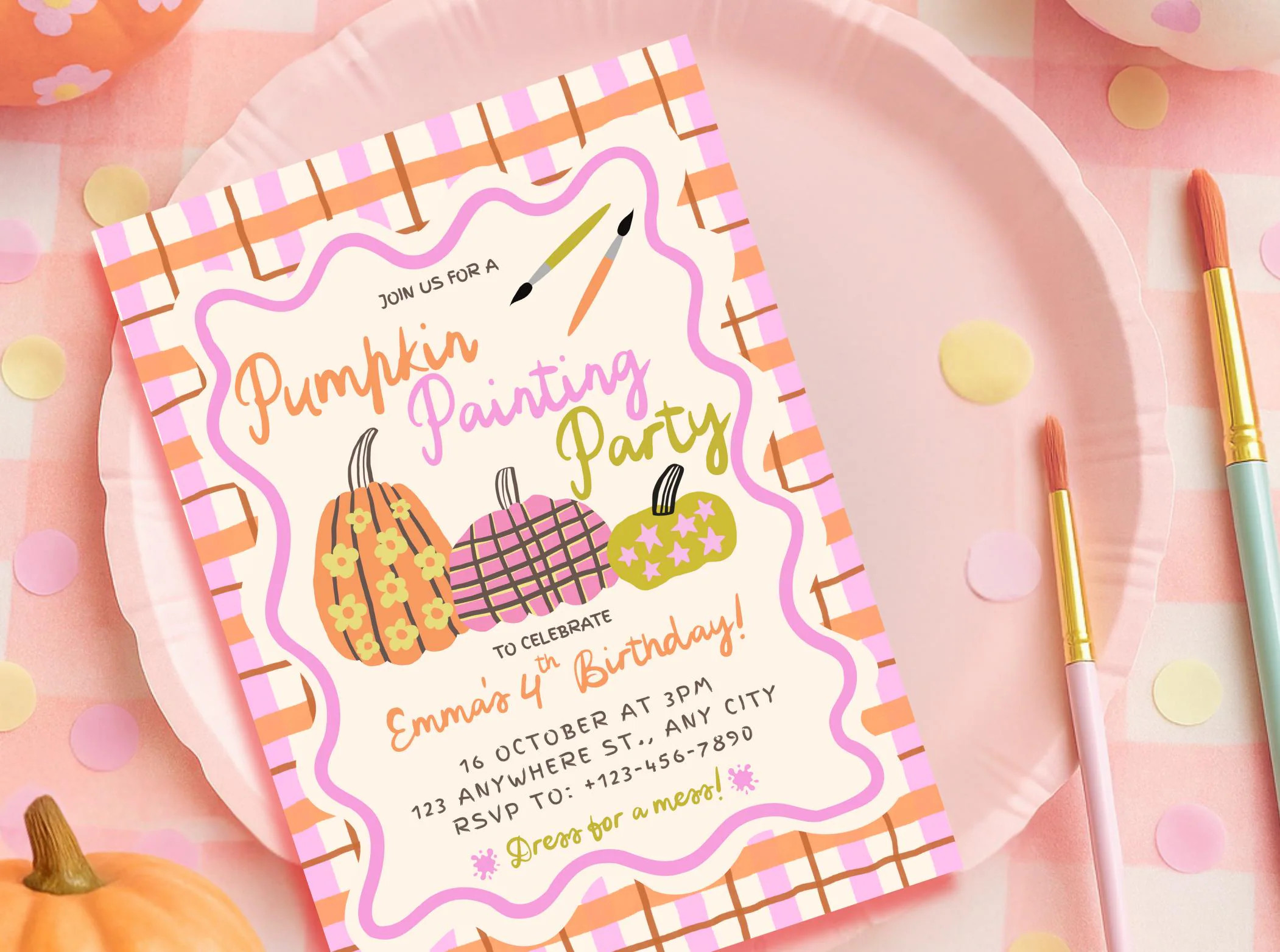 Pumpkin Painting Party Invitation: Editable Halloween Birthday Invite (Digital Download) | Etsy (Global)