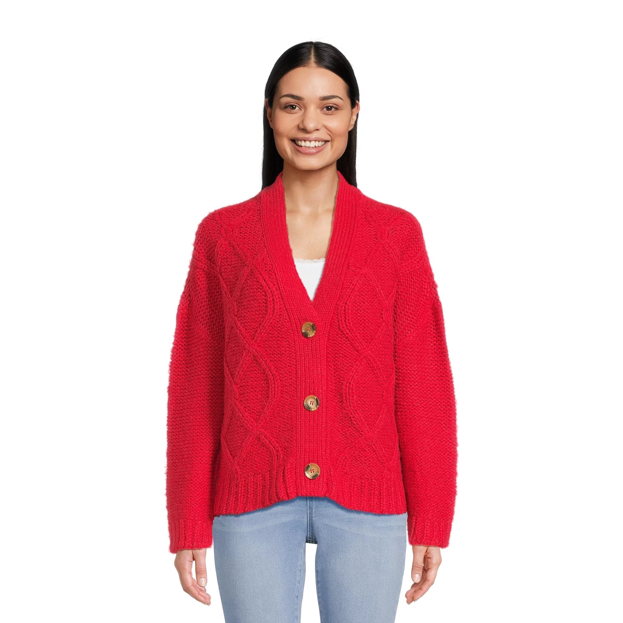 RD Style Women’s Cable Knit Cardigan, Sizes S-3XL | Walmart (US)