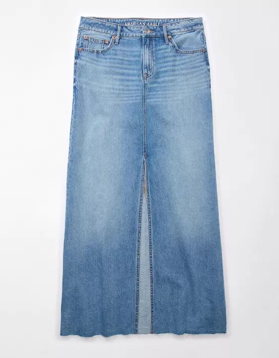 AE To The Floor Denim Maxi Skirt | American Eagle Outfitters (US & CA)