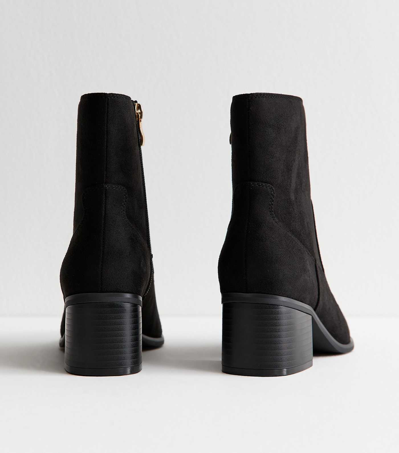 Black Faux Suede Block Heel Ankle Boots | New Look | New Look (UK)
