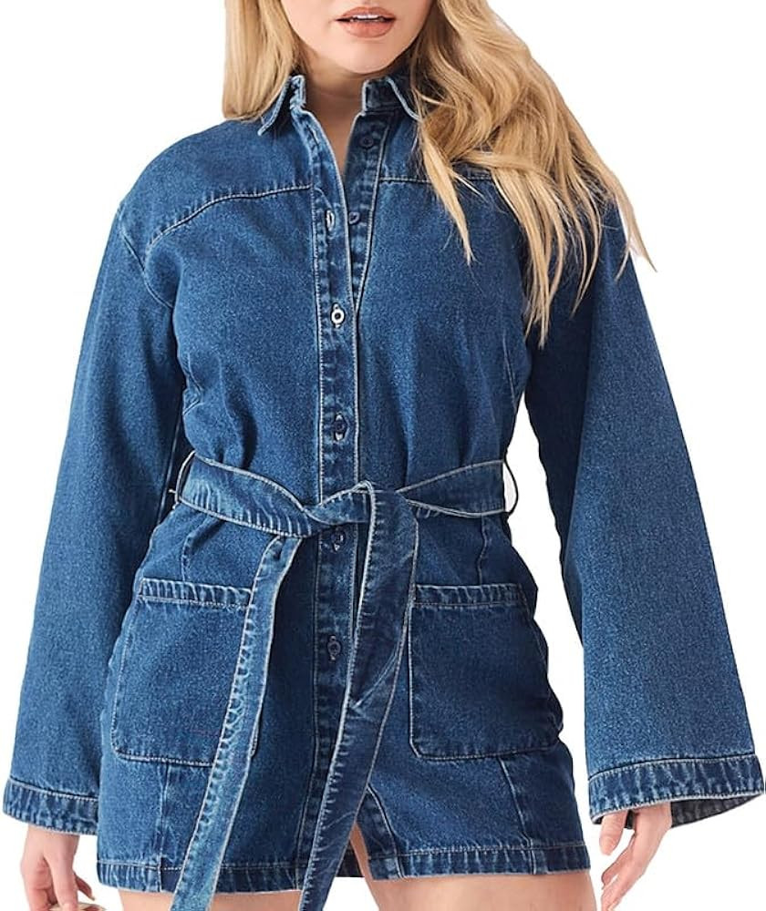 Denim Dress for Women - Regular Fit Long Sleeve Jean Dress for Women - All Season Button Down Den... | Amazon (US)