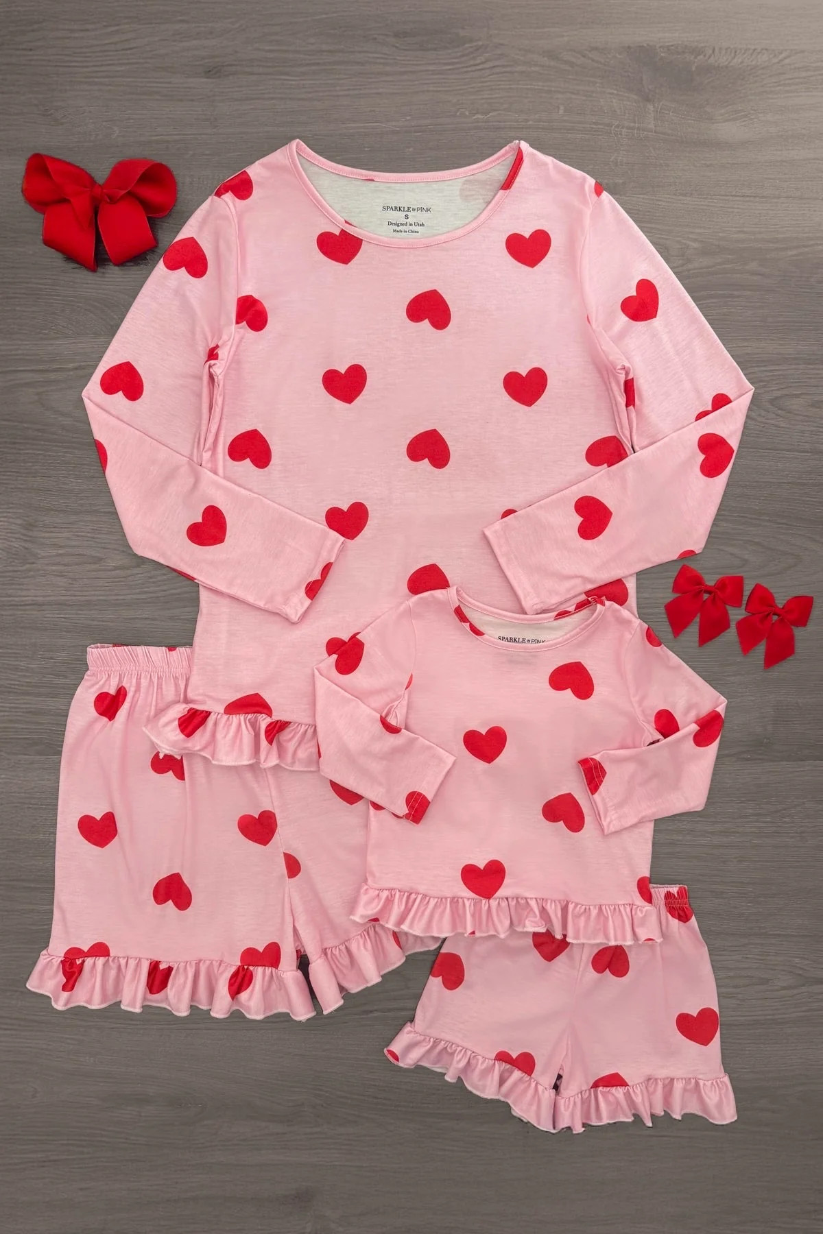 Mom & Me - Pink Ruffle Heart Pajamas | Sparkle In Pink