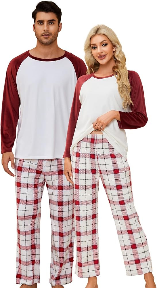 U2SKIIN Matching Pajamas for Couples Plaid Ultra Soft Pullover Pjs Set for Men and Women Warm Lou... | Amazon (US)
