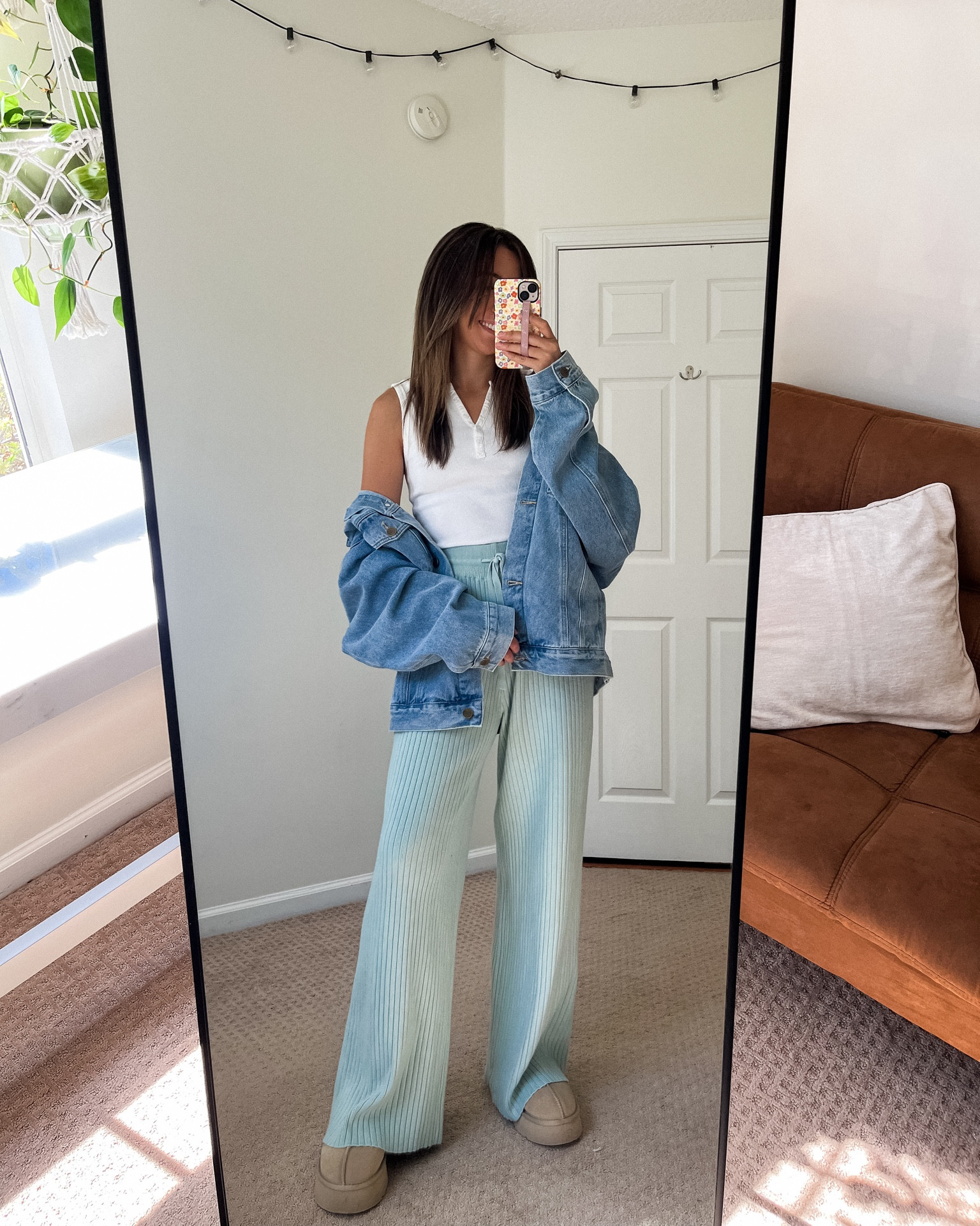 Cozy Fall Outfit, Linen Pants, Oversized Denim Jacket, Grey Bandit

#LTKstyletip