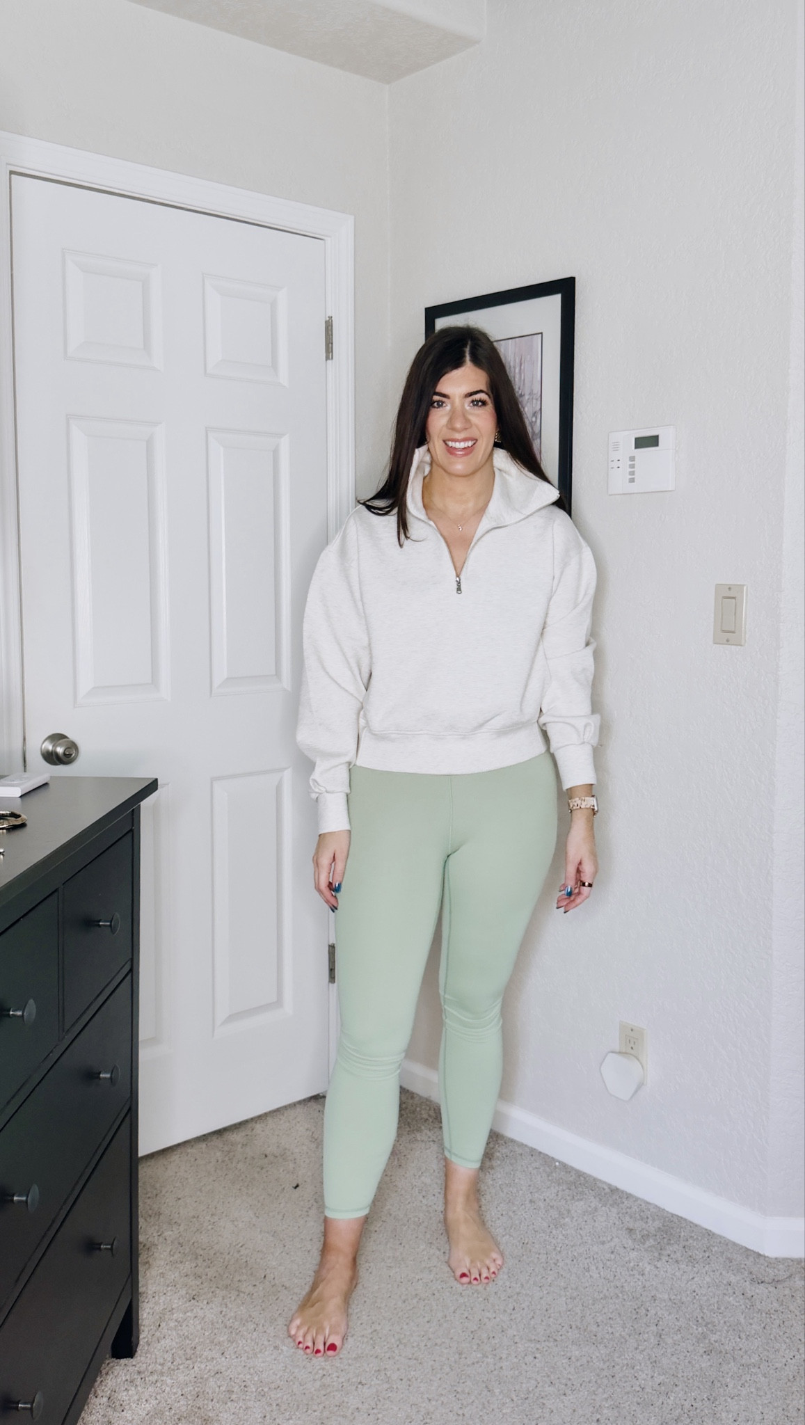 In a medium tall half zip and medium tall legging 

#LTKstorytime #LTKootd #LTKfitnessgoals