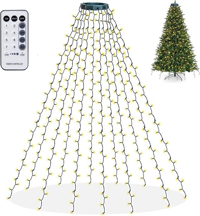 Dazzle Bright Christmas Tree Lights, 448 LED Waterfall Tree Topper Lights with Remote & 8 Lightin... | Amazon (US)