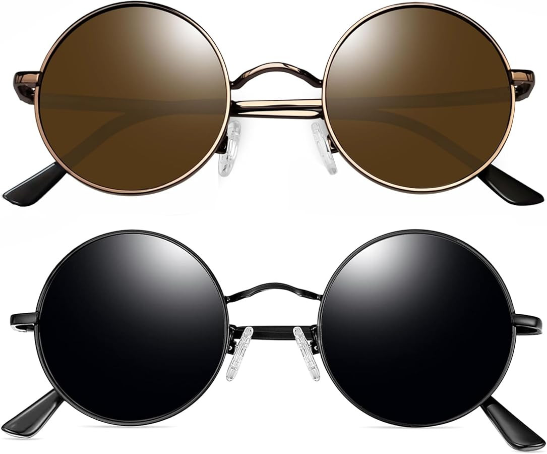Joopin Hippie Round Sunglasses for Women Men Small Circle Sun Glasses Polarized UV400 Protection | Amazon (US)