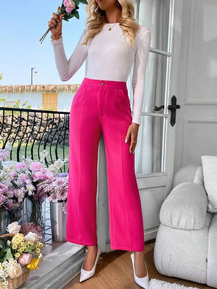 SHEIN Privé Women's Solid Color Suit Pants | SHEIN