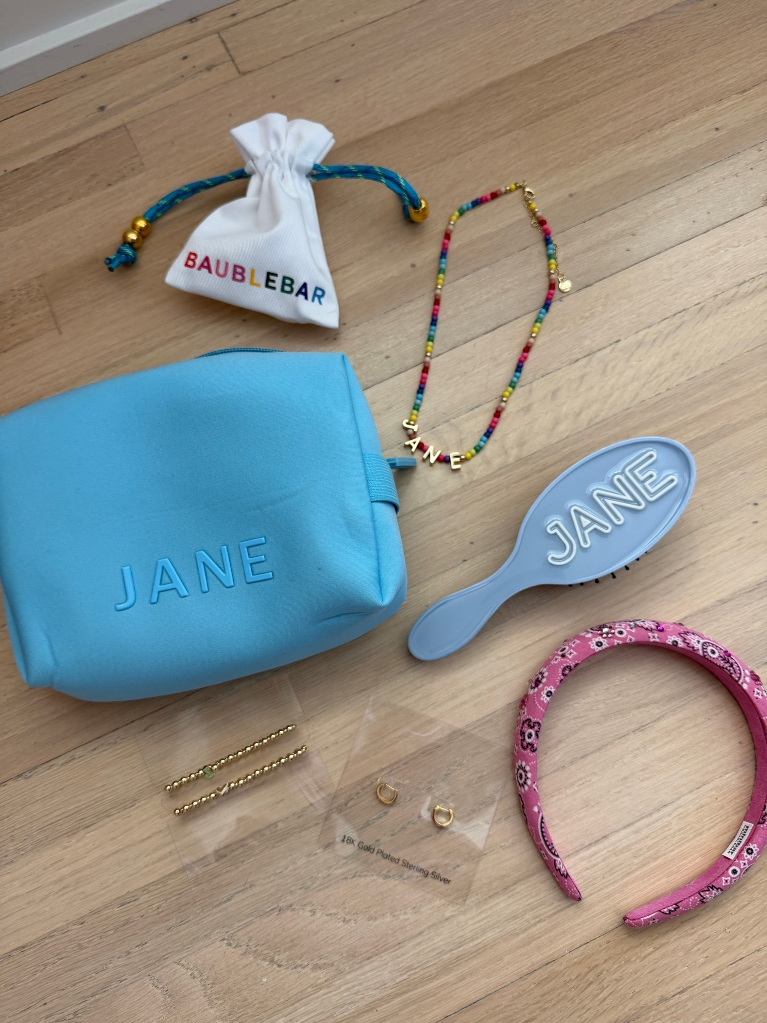 BaubleBar for kids! Minibar cutest accessories for girls! Girls personalized necklaces, bracelets, personalized brush, personalized makeup bag
