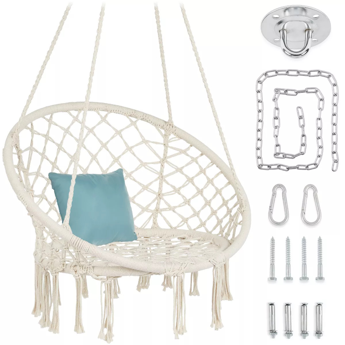 Best Choice Products Handwoven Cotton Macramé Hammock Hanging Chair Swing for Indoor & Outdoor U... | Target