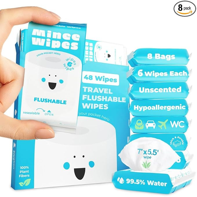 Impossibly Compact Travel Flushable Wipes - 99.5% Water and Aloe - Safe for Sensitive Skin, Hypoa... | Amazon (US)