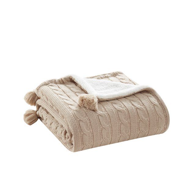 My Texas House Reece Brown Rice Sherpa Cable Knit Throw, 50" x 60" - Walmart.com | Walmart (US)