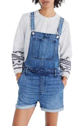Women's Madewell Adirondack Short Overalls, Size X-Small - Blue | Nordstrom