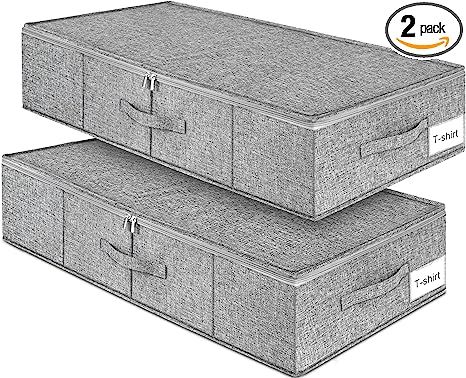 Under Bed Storage, 2 Pack Underbed Storage Container Bags With Lid, Foldable Sturdy Clothes Stora... | Amazon (US)