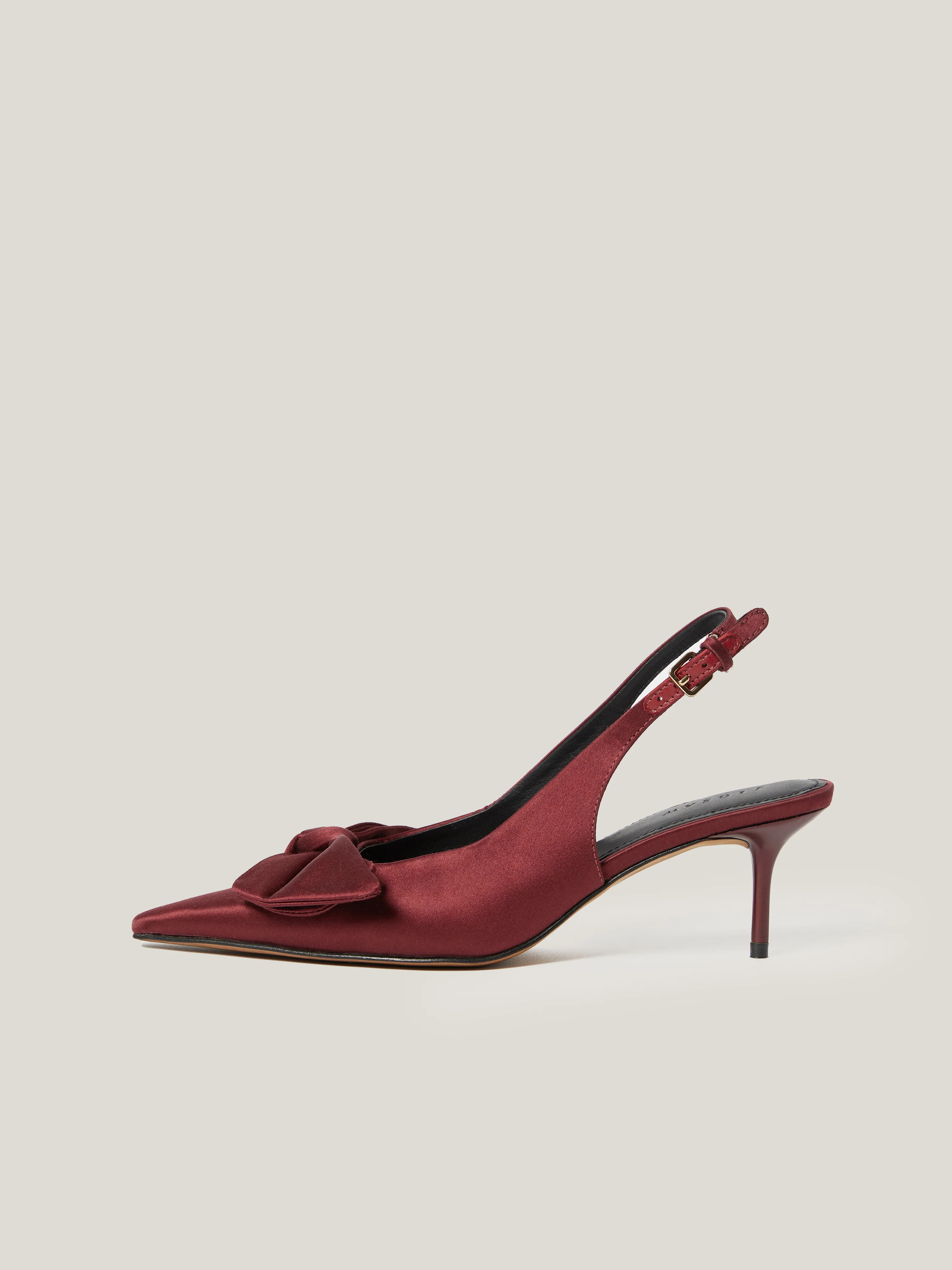 Satin Bow Slingback Heel | Burgundy | Jigsaw (UK)