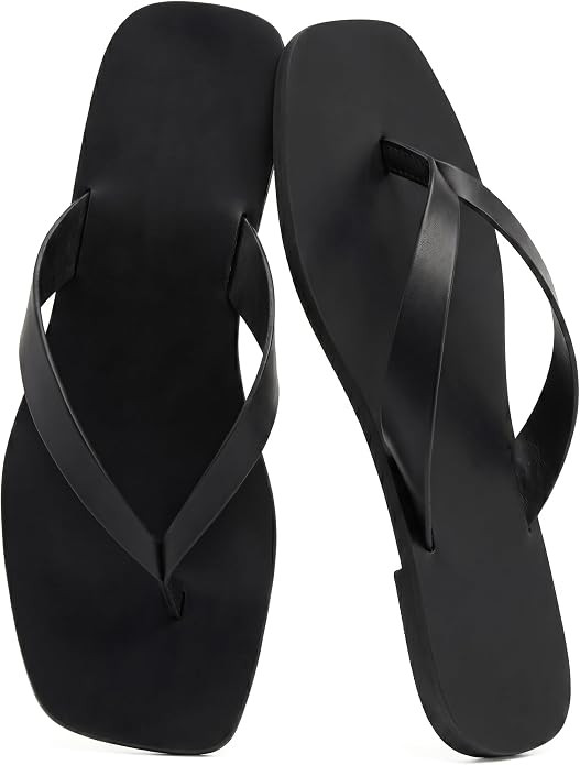 Flip Flops for Women Comfortable Square Toe Casual Beach Thong Sandals Slip On Dressy Flats Summe... | Amazon (US)