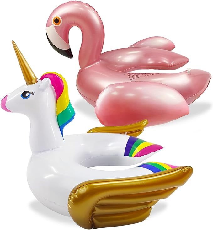 iGeeKid Unicorn&Flamingo Pool Float (2 Pack), Inflatable Swim Rings Beach Floaties for 3-8 Years ... | Amazon (US)