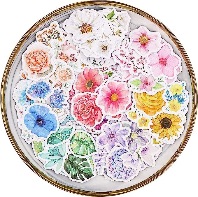 Knaid Flower Stickers Set (360 Pieces) - Decorative Colorful Assorted Floral Sticker for Scrapboo... | Amazon (US)