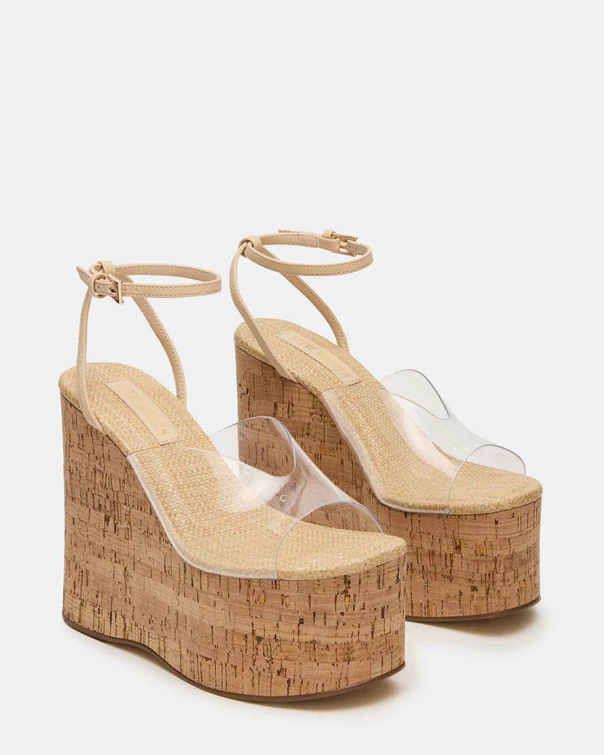 SINAI Clear Square-Toe Platform Wedge Strappy Women's Sandal | Steve Madden (US)