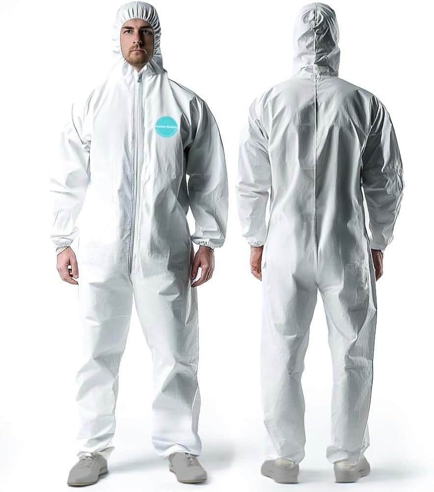 Hazmat Suits, Heavy Duty Full Body Disposable Paint Suits, Coveralls with Hood, Elastic Wrists & ... | Amazon (US)
