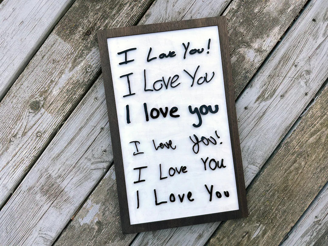 I Love You Handwriting Sign Handwriting Sign 3D With Wood and Acrylic Parent, Grandparent, Aunt, ... | Etsy (US)