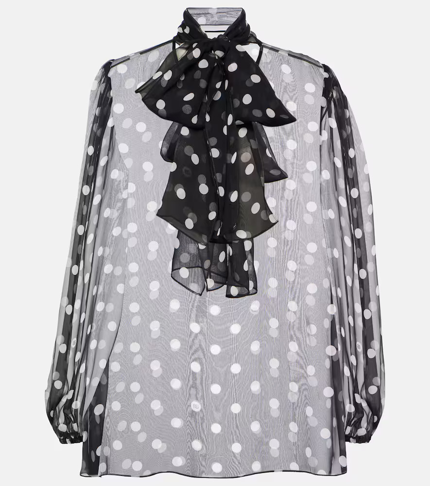 Dolce&Gabbana Polka-dot bow-detail silk chiffon blouse | Mytheresa (DACH)