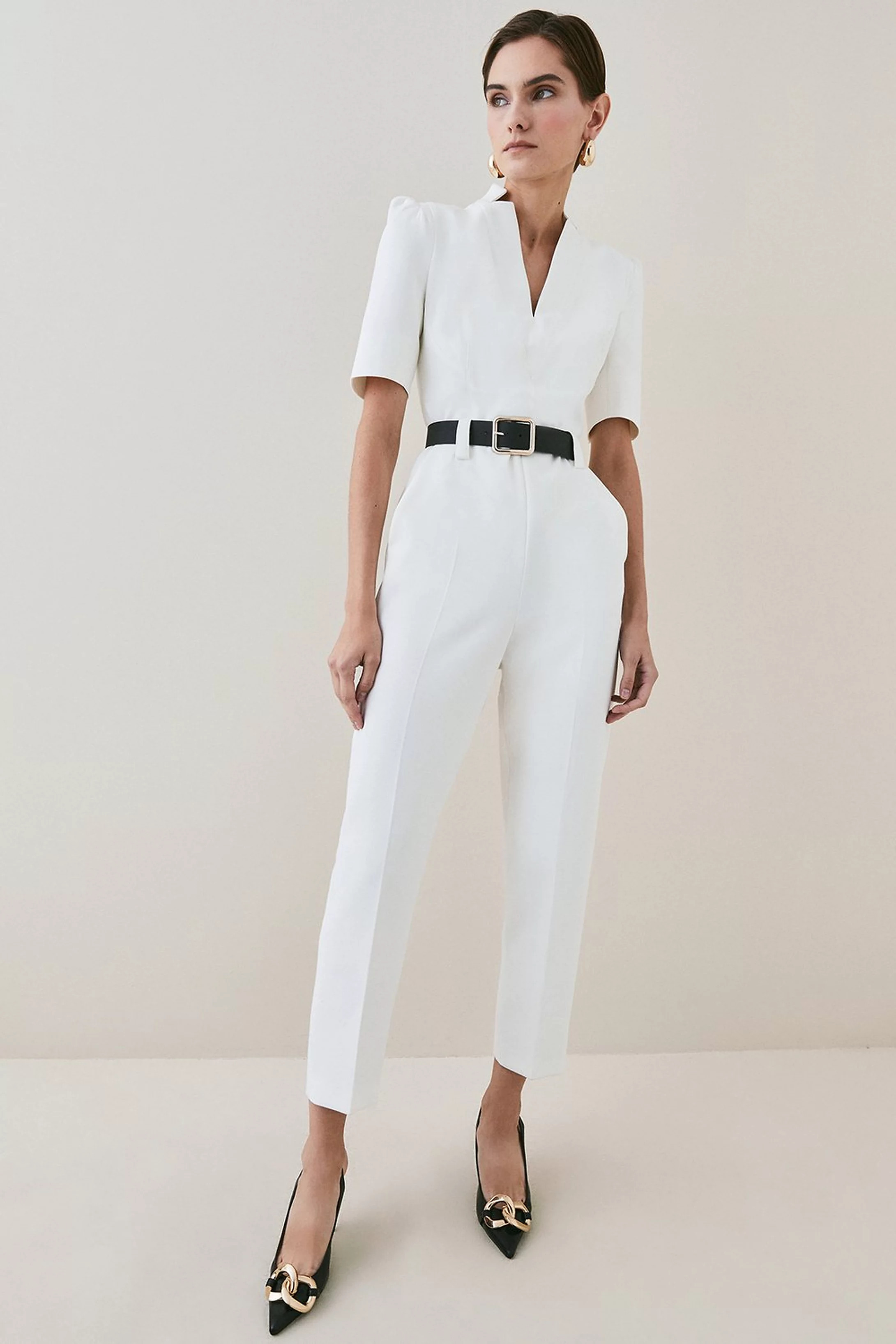 Petite Forever Belted Jumpsuit | Karen Millen UK + IE + DE + NL