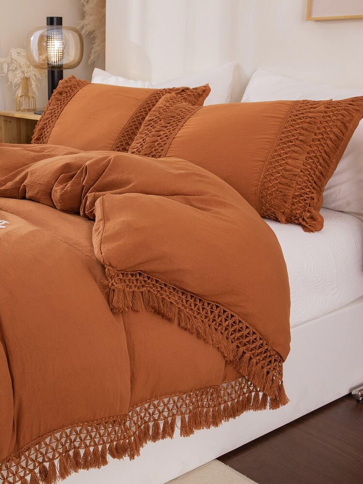 Tassel Trim Duvet Cover Set Without Filler | SHEIN