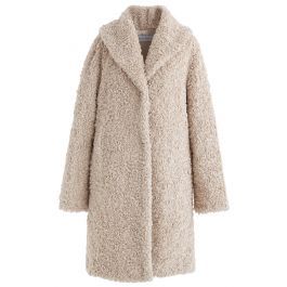 Feeling of Warmth Faux Fur Longline Coat in Sand | Chicwish