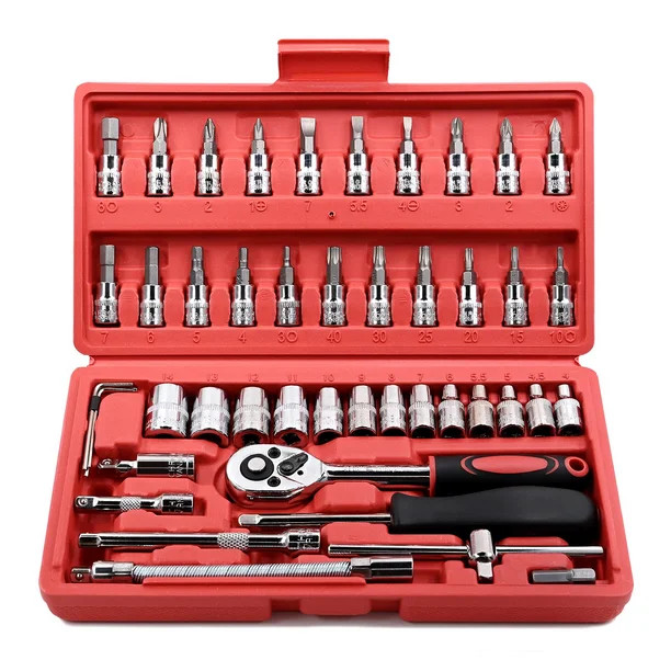 GOXAWEE 46 Pieces 1/4 inch Drive Socket Ratchet Wrench Set, with Bit Socket Set Metric and Extens... | Walmart (US)