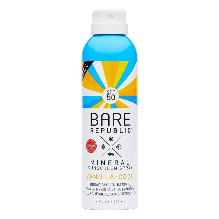 Bare Republic Mineral Sunscreen Vanilla Coco Spray SPF 50 - 6.0 fl oz | Target