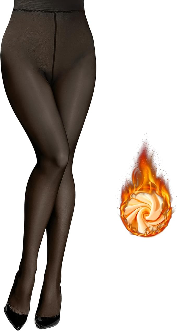 Aobiono Women Fleece Lined Tights Sheer Warm Pantyhose Fake Translucent Winter | Amazon (US)