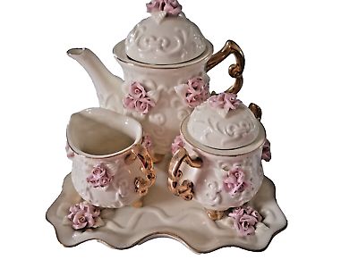 "Roses" Porcelain Miniature Tea Set. Six Pieces            Cracker Barrel. | eBay US