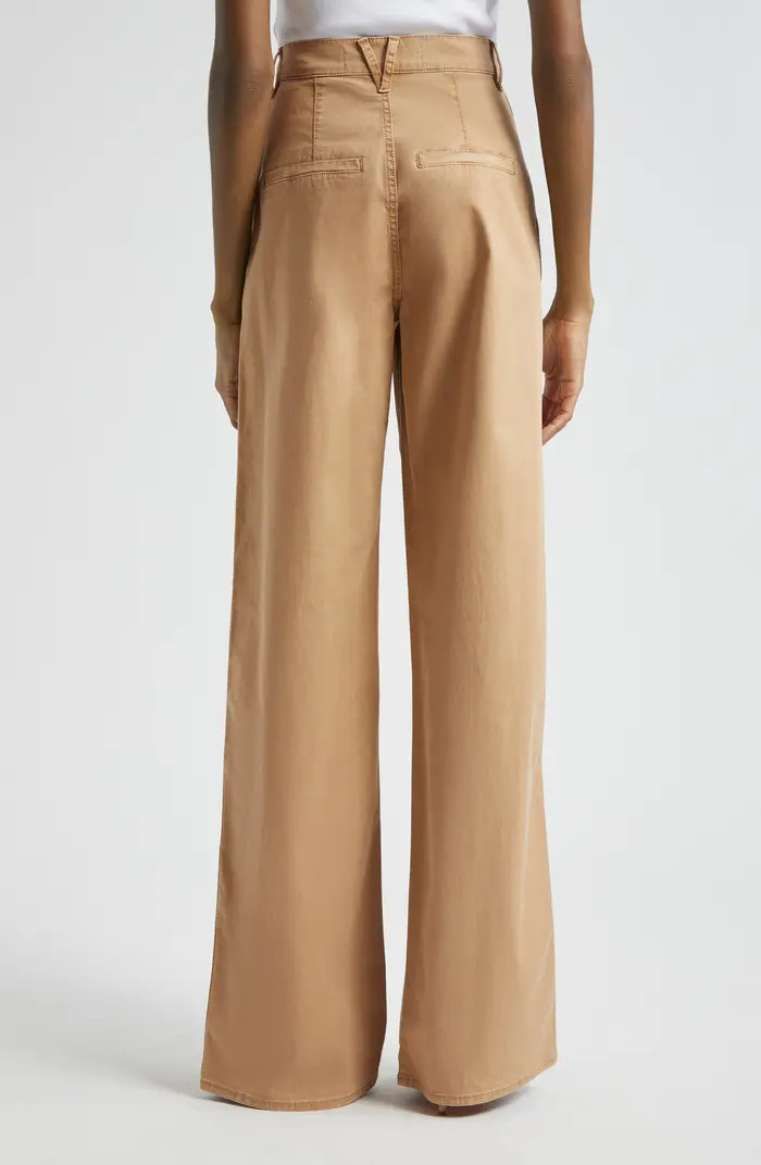 Mia Double Pleat Wide Leg Stretch Cotton Pants | Nordstrom Rack