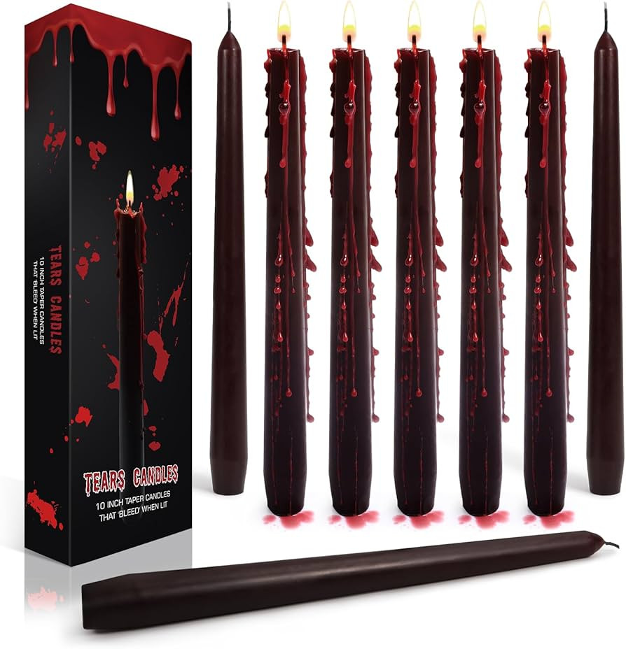 Set of 8 Halloween Bleeding Taper Candles 10 inch Black Taper Candles, Tears Taper Candles for Go... | Amazon (US)