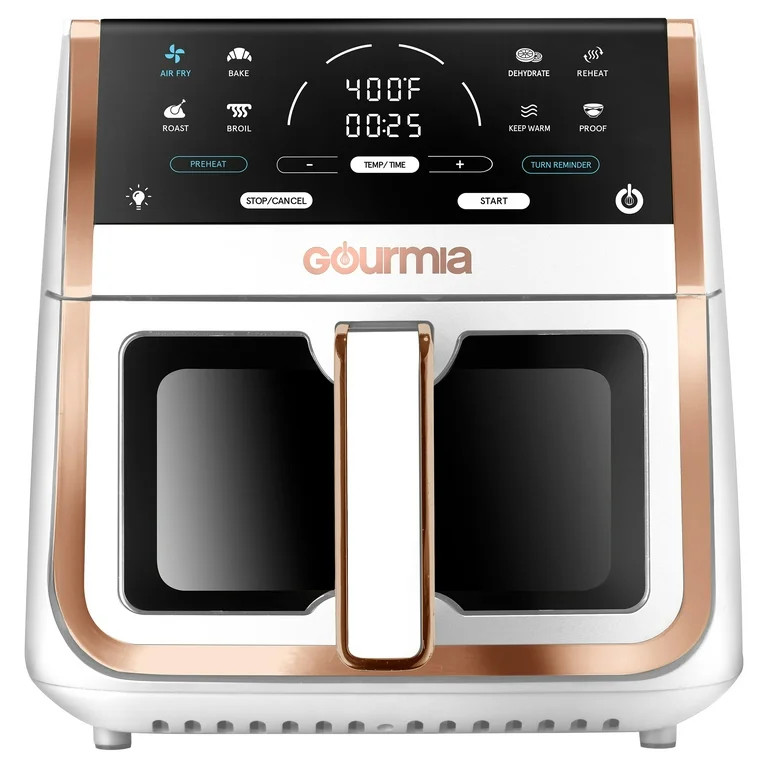 Gourmia 8 Qt Digital Window Air Fryer with 8 One-Touch Cooking Functions, White | Walmart (US)