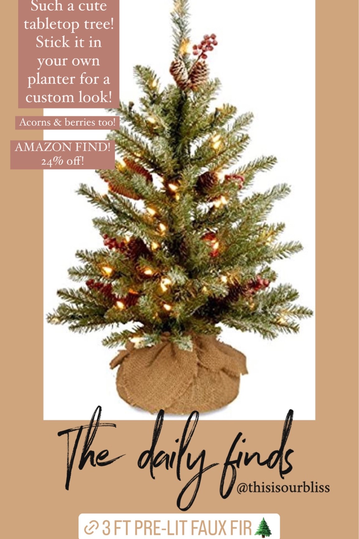 3’ table top tree pre-lit faux fir tree 🌲 with berries & pinecones // amazon home, amazon holiday finds 

#LTKunder50 #LTKhome #LTKHoliday